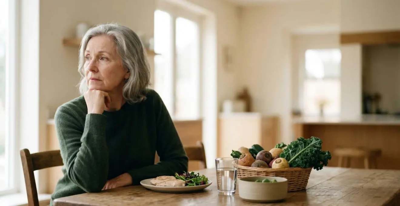 Senior adult contemplating nutrition choices, representing metabolic changes with aging