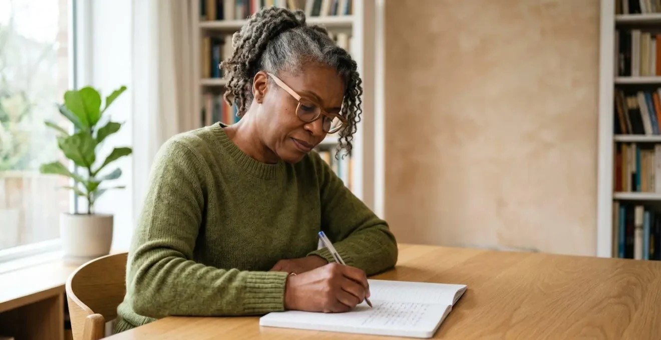 Senior adult engaging in cognitive testing at a calm desk environment, representing proactive brain health monitoring