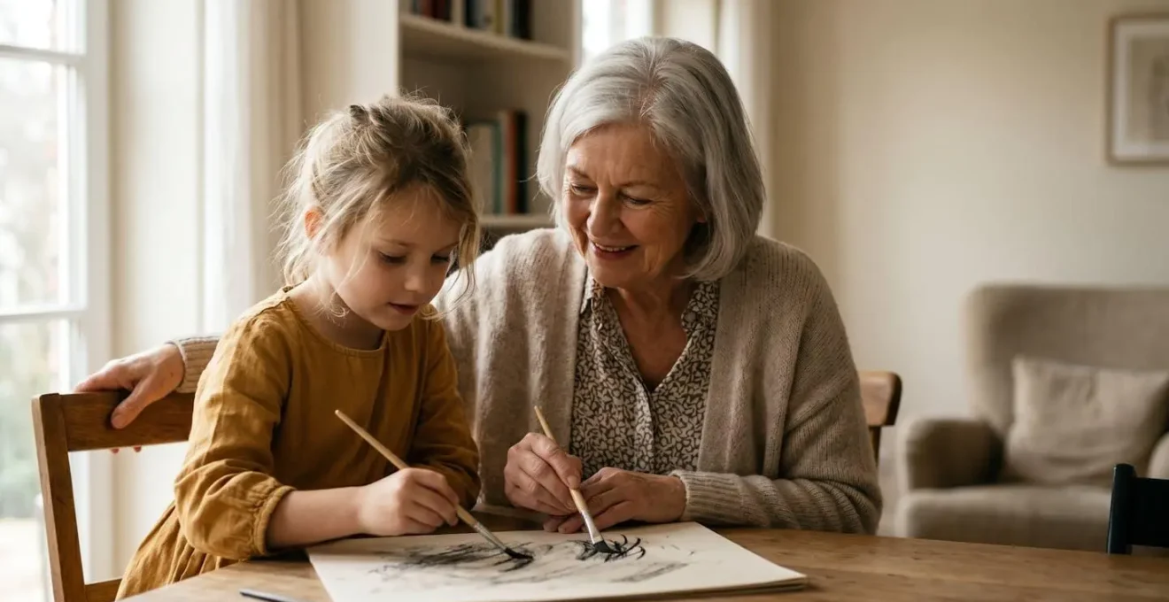 A warm intergenerational moment showing the balance between authority and connection in modern grandparenting